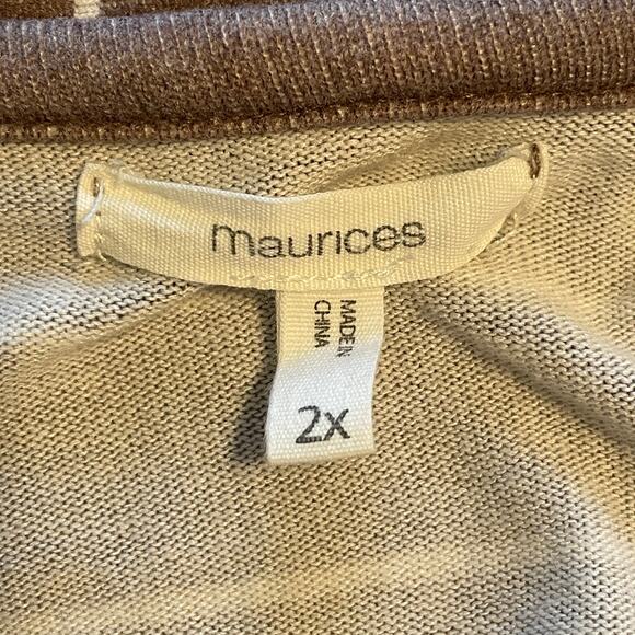 Maurices Cocoa Striped Cardigan Womens Size 2X Open Knit Pocket Topper Layer - Picture 5 of 7